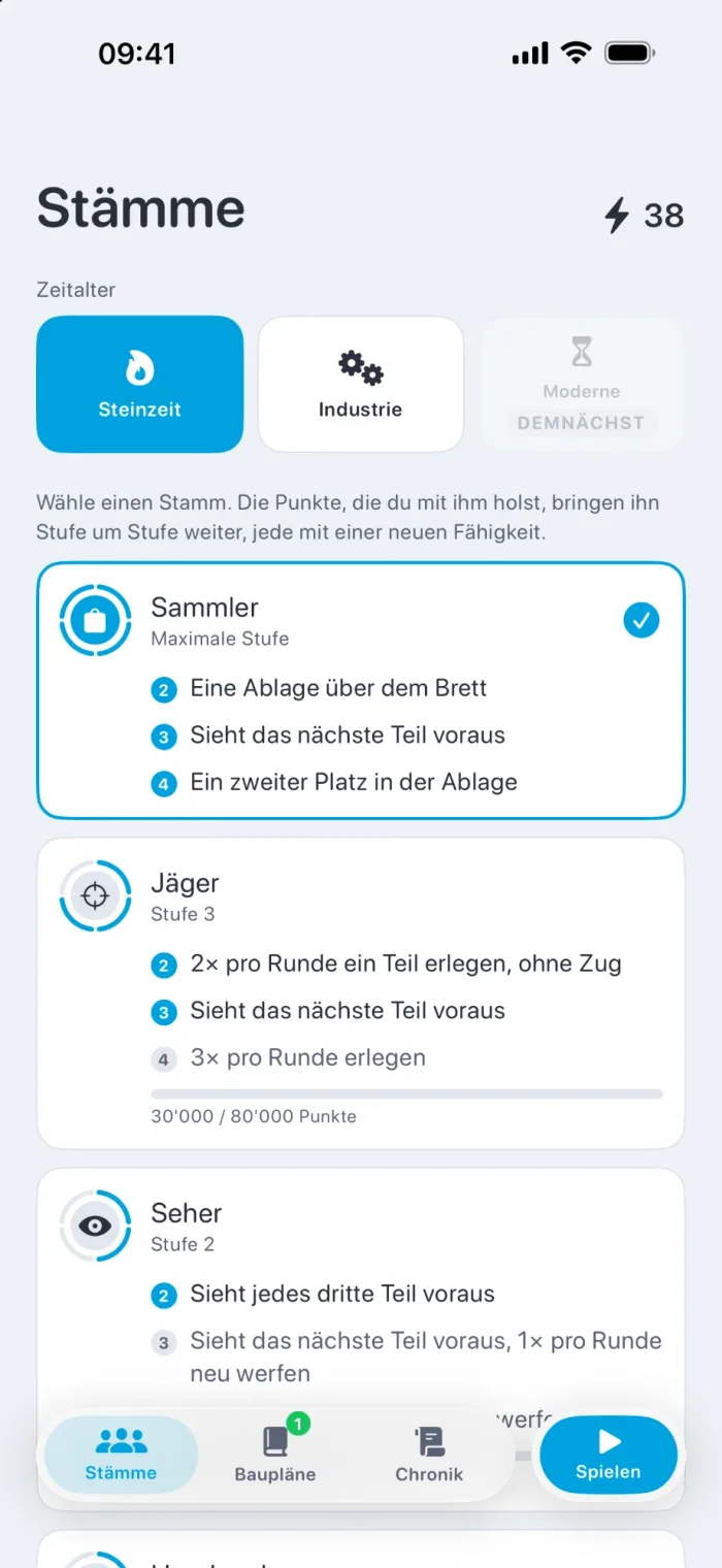 Übersicht der Stämme mit Fähigkeiten pro Stufe
